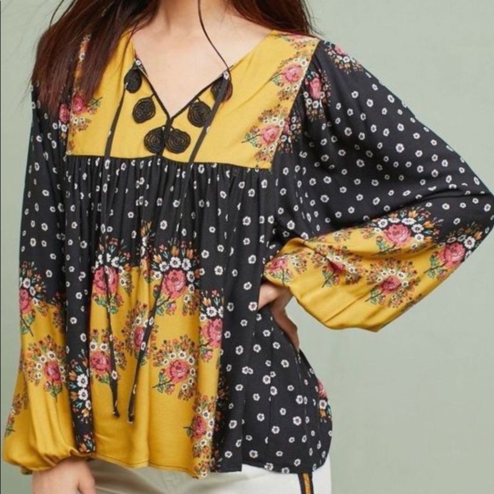 Anthropologie Farm Rio Intarsia Top